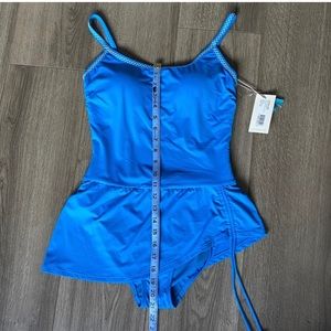 Johnny Was Denise Skirted Tank Suit Blue Sz Medium